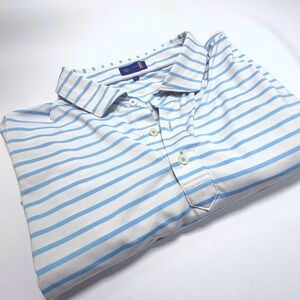 Stitch Golf Striped Performance Polo Shirt Men's Large Blue White